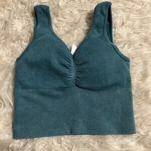 ON Chic  Ribbed Crop Sports Bra in Teal